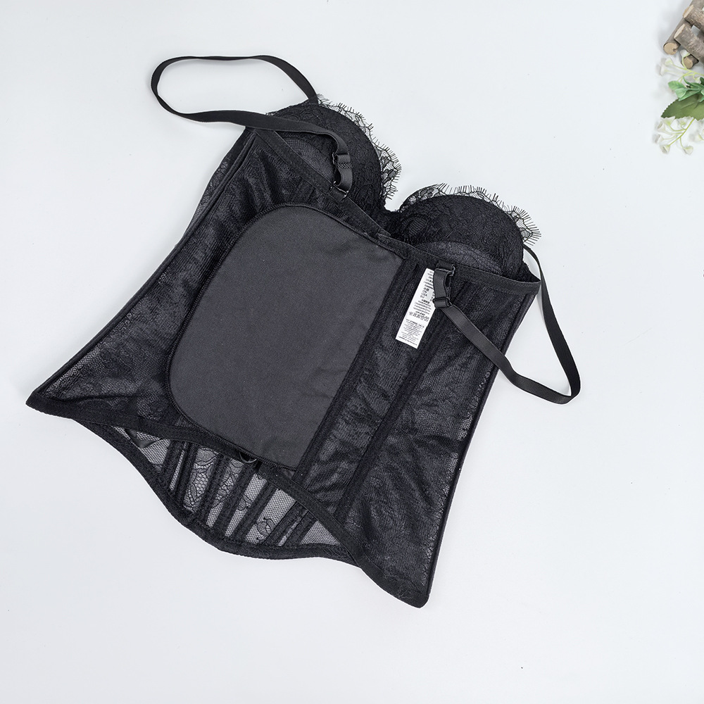 Womens Lace Corset Bustier Ladies Trendy Tightened Fishbone Bra Tops Vest